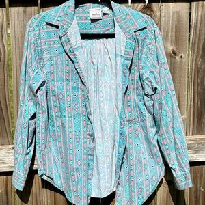 Vintage Western Teal and Pink Aztec Shirt